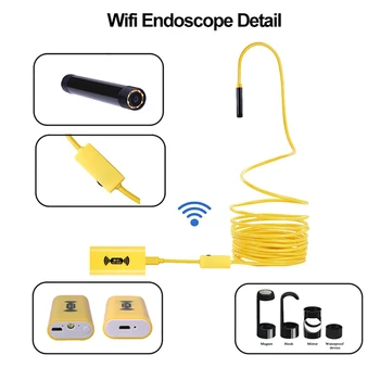 5M WIFI Endoskopu Kameras Mini Ūdensizturīgs pusstingrām Kabeļu Pārbaudes Kameras 8mm USB Endoskopu Borescope IOS Endoskopu, Iphone