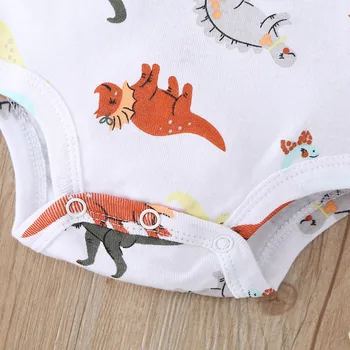 6M-24M Jaundzimušā bērna Bērnu Multfilmas Dinozauru Romper Dzīvnieku Print Elsas Tērpi Drēbes pijamas de navidad iepazinušies ar garām piedurknēm M5