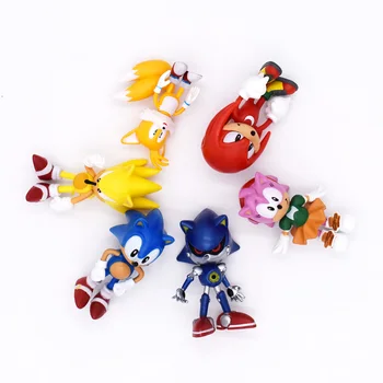6Pcs/Set Sonic Skaitļi Rotaļlietas Pvc Rotaļlietu Sonic Ēnu Astes Zīmes Attēls Rotaļlietas Bērniem, Dzīvniekiem, Rotaļlietām, Uzstādīt Bezmaksas Piegāde