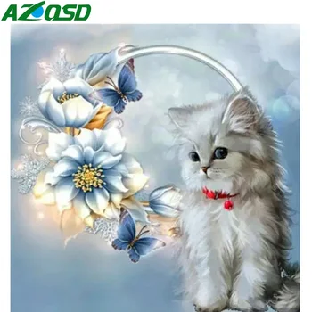 AZQSD Dimanta Glezniecības Pilnībā Urbi, Bērniem, Uzstādīt Dimanta Krāsošana Dzīvniekiem Dimanta Izšuvumi Kaķis 5D DIY Dimanta Mozaīkas Mājas Dekoru