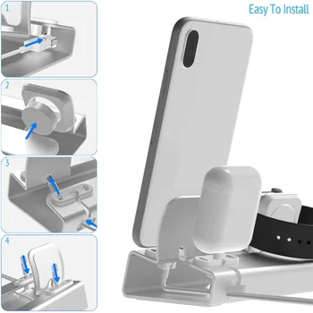 Alumīnija 3in 1 Uzlādes Doks iPhone 11 Pro XR XSMax 8 7 6 Apple Skatīties Airpods Lādētājs, Turētājs, Stiprinājums PD Statīvu (Dock Stacija