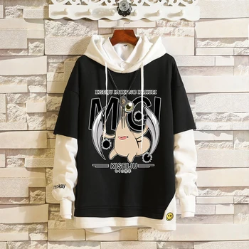 Anime Kiseiju Parasyte -maksimu MIGI Viltus Divus Gabalus Pulovers pelēkā vārna Kapuci sporta Krekls Atšķirībā Piedurknēm Hip-Hop Streetwear Mētelis