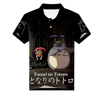 Anime Mans Kaimiņš Totoro Polo Krekls 3D Drukas Vīriešu Sporta Pusaudzis, golfa krekls Ikdienas Īsās Piedurknes Unisex Vasaras tenisa kreklu, t-veida