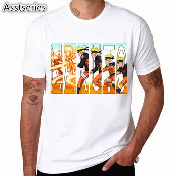Asian Size Print Naruto T krekls Vīriešiem Print T-Krekli Modes Print T-Krekli ar Īsām Piedurknēm O Kakla Tees HCP4525