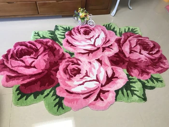 Augstas kvalitātes luksusa 3d rožu paklāja guļamistabas paklāji mājās dzīvojamās telpas kāzu mīļākais ziedu paklāju salons, mākslas mīksto grīdas paklājs 200*120 cm