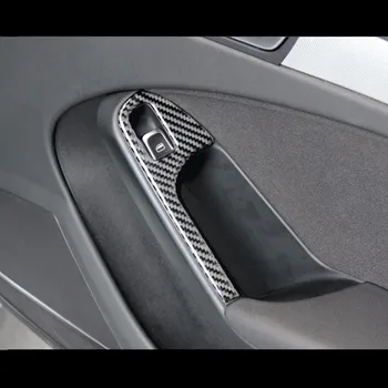 Auto stiklu Stikla Pacelšanas Pogas Panelis Melns, Audi A4 B8 2009-2016 LHD Oglekļa Šķiedras Auto Durvju Roku balstu Apdare Uzlīmēm