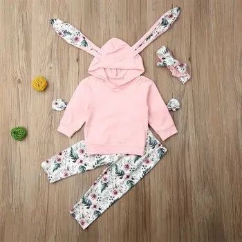 Baby Boy Meitene Zīdaiņu Drēbes Rudens Ziemas Kapuci Topi+Bikses Set 3PCS Tērpiem ASV