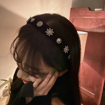 Baroka Lentes Lielo Loku Kristāla Pērle Galvassegu Sievietēm Korejas Matu Aksesuāri, Matu Joslā Matu Bantītes Vainagu Hairbands