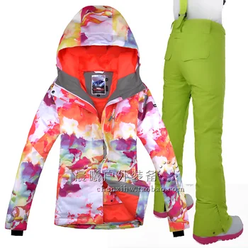Bezmaksas Piegāde Gsou Sniega Sieviešu Slēpošanas Tērps, Pretvēja Ūdensizturīgs Āra Sporta Apģērbiem Sabiezēt Siltuma Snovborda Slēpošanas Jaka+Bikses Komplektus