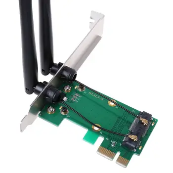 Bezvadu Tīkla Karte, WiFi Mini PCI-E Express uz PCI-E Adapteris ar 2 Antenas Ārējiem DATORA Darbvirsmas