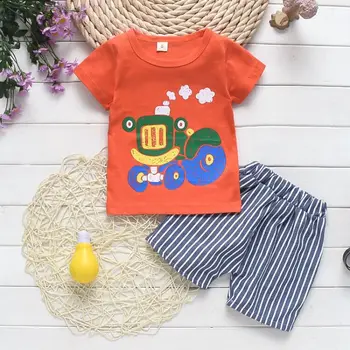 BibiCola Jaunu Cartoon Vasaras Baby Boy Apģērbs Uzstādīt Tvertnes Augšpusē + Šorti Mazulis, Zēns Summer Set Bērniem Zēns Apģērbu Komplekts Bez Piedurknēm