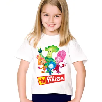 Bērniem krievu Karikatūra Izdrukāt Fixies Smieklīgu T kreklu Bērniem Vasaras Apģērbu Ikdienas Topi Bērnu Tees Zēniem/Meitenēm