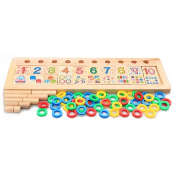 Bērnu Koka Montessori Materiāli Mācību, Lai Saskaitītu Skaitļus Matching Agrīnās Izglītības Mācību Math Rotaļlietas Logaritmisko Valde