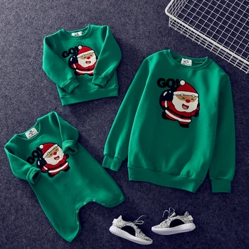 Bērnu Kombinezonus Ziemassvētku Santa Claus Ģimenes Saskaņojot Tērpiem Ziemas Džemperis Tēva dēlu Māte Meitu bērniem, Vilnas Silts T-Krekli