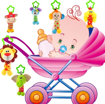 Bērnu Plīša Pildījumu Mobilo Gultiņa Auto Sēdeklīti car seat (autokrēsliņa) Karājas Rotaļlietas Grabulītis Squeaker Rustle Dāvanas Meitene Zēns Rotaļlietas 0-12 Mēneši Jaundzimušie