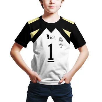 Bērnu T-krekls 3D volejbola mazuļu T-krekls Vasaras Pelēka un balta Modes Īsām Piedurknēm Topi zēni meitenes apaļu kakla T krekls