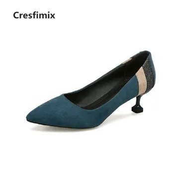 Cresfimix femmes talons hauts sieviešu gudrs ērti pavasara & vasaras 5,5 cm augsta papēža kurpes salds norādīja toe ganāmpulka kurpes a2965