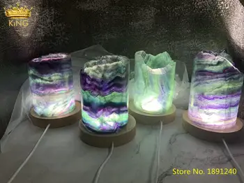 Dabas Zaļa Violeta Varavīksnes Fluorite Akmens LED Gaismas Lampa Apdare, Rotaslietas,Mājas Istabā Fluorite Dārgakmeņiem, Lampas Minerālu Rotaslietas