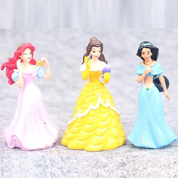 Disney Cartoon Rotaļlietas, 6pcs/Set 8cm Princese sniegbaltīte Ariel Pelnrušķīte Belle Tinkerbell Pvc Darbības Rādītāji Lelles Bērniem, Rotaļlietas, Dāvanas,