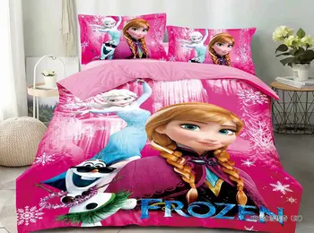 Disney Princess Saldēti Elsa dvīņu gultas komplekts meitenēm viena izmēra sega sedz pārklājs 4gab mājas tekstila karikatūra, kas aprīkoti lapa