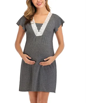 Dzemdību V-Veida Kakla Sleepwear Grūtniecēm, Barojošām Pidžamas Naktskrekls Ar Krūti 2020. Gadam Un Dzemdību Aprūpes Kleita Grūtniecības Clothings