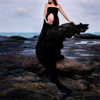 Dzemdību foto aksesuāri maxi kleita Grūtniecības Drēbes Mežģīnes Maternitātes Kleita šaušanas foto vasaras grūtniecēm Strapless kleita