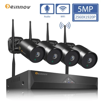 Einnov Video Novērošanas 5MP Bezvadu CCTV Drošības Kameras Sistēmas Komplekts IP Wifi Ārpuse Audio VRR Iestatīt Nakts Redzamības HD IS Samazināt