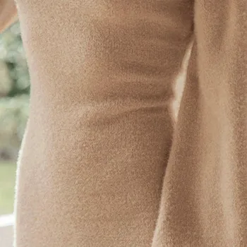 Elsojošs Piedurknēm Kleita Haki Plīša Kleita Rudenī vestido Vidukļa Slim ar garām Piedurknēm, Elegants Sieviešu Apģērbu Augstu Jostasvietu Cietie