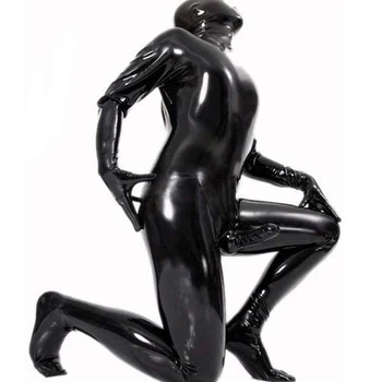 Erotiskā Leotard Gejiem Sexy Fetišs Latekss PVC Kostīmi Ieslodzītais Cosplay Ādas Jumpsuit DS Posmā Naktsklubs Catsuit