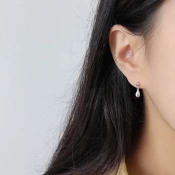 F. I. N. S Izsmalcinātu 925 Sterling Sudraba auskariem INS Minimālisma Ūdens Piliens Mini Sieviešu Auskaru korejas Earings Modes Rotaslietas