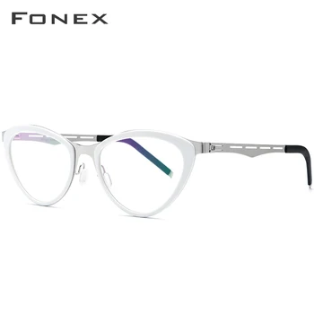 FONEX Acetāts Brilles Rāmis Sievietēm, Kaķu Acu Recepšu Brilles Tuvredzība Optisko Rāmis Cateye Briļļu Bezskrūvju Briļļu 618