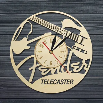 Fender Blacktop Telecaster Baritons Oriģināls Sienas Pulkstenis Zemniecisks Karājas Pulkstenis Koka Zīmi, Simbolu, Dekoru Ģitāra Mūsdienu Koka Pulkstenis