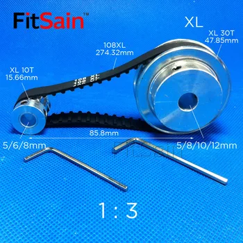 FitSain-XL 10T:30T 1 : 3 Platums 10mm alumīnija sakausējuma trīsi redukcija disku, sinhronais riteņu centra caurumu 5/6/8/10/12mm