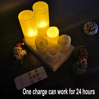 Flameless Elektriskā Svece Papildināt Mirgojošu LED Svece Tālvadības Tējas Gaismas Ziemassvētku Mājas Koka Apdare Svece Lampiņa