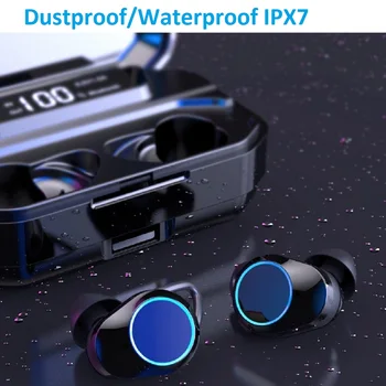 G02 TWS 5.0 Bluetooth 9D Stereo Austiņas Bezvadu Austiņas IPX7 Ūdensizturīgs Austiņas 3300mAh LED Smart Power Bank Tālruņa Turētājs