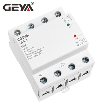 GEYA GPV8-63 4Pole AC Sprieguma Aizsargs Automātiskā Atjaunot Virs un Zem Sprieguma Aizsargs 32A 40A 50A 63A 3P+N