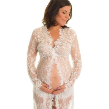 Grūtniecēm Mežģīnes Modes garām Piedurknēm Sexy Vakara Kleita elegancy grūtniecības kleitas maternitātes kleita fotogrāfija drēbes grosses