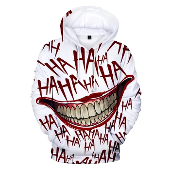 HAHA Joker Smieklīgi 3D pelēkā vārna Halloween Crazy Smile Pulovers pelēkā vārna sporta Krekls Modes Streetwear Jaka, Mētelis Foršs Unisex Sportwear