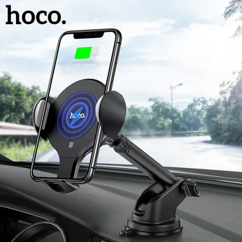 HOCO Qi bezvadu Automašīnas lādēšanas Statīvu Automātiskie centrālās klips, Gaisa Vent Mount Automašīnas Tālruņa Turētājs 10W Ātri Lādētājs iphone XS Max XR