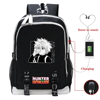 Hunter X Hunter Skolas Somas Japānas Anime Mugursomas Zēni Meitenes USB Uzlādes Ceļojumu Lielu Klēpjdatoru Koledžas Studentiem Schoolbag Bagpack