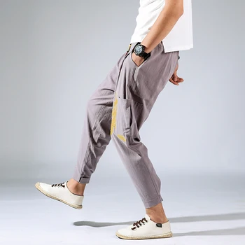 Ir 2021. Harajuku Harēma Bikses Vīriešu Kokvilnas Veļa Gadījuma Bikses Vīriešu Vintage Hip Hop Streetwear Jogger Bikses Bikses Plus Lieluma 5XL