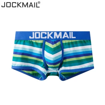 JOCKMAIL bokseris vīriešiem, sexy veļa, kokvilnas Svītrainām varavīksnes modes Jauniešu boxershorts Gejs apakšveļā ar Zemu vidukli, elpojošs biksītes
