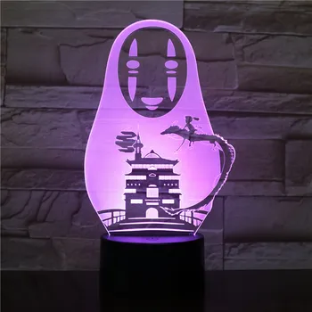 Japāņu Anime Hayao Miyazaki seja Krāsains Touch 3d Lampas Ilūziju Led Nakts Gaisma USB Atmosfēru Galda Lampas Bērnu Dāvanu