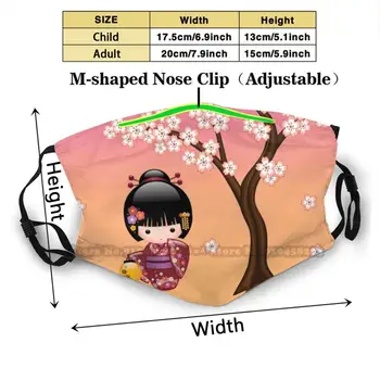 Japāņu Sakura Kokeshi Lelli Custom Design Bērnu, Pieaugušo Maska Anti Putekļu Filtrs Drukāt Mazgājams Sejas Maska Sakura Kokeshi Lelli