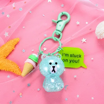 Jauns krāsains pārsprāgt krekinga lācis keychain cute karikatūra sēdus pozas cute maz sedz rotaļlietas lelle radošo mazo dāvanu