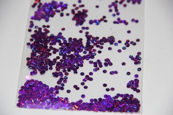 Jaunu Ieradās 3mm Violeta Hologrāfiskā 3D Efekts Kārta Nail Art Glitter Spangles Vizuļi Punkti par Nagu Mākslas un AMATNIECĪBAS apdare