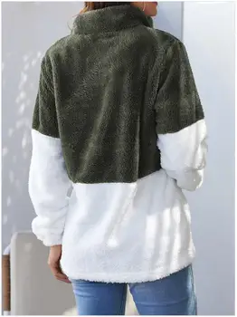 Jaunu Sieviešu džemperi Gadījuma ziemas kažokā sieviešu apģērbu Rāvējslēdzēju Raibs krekls Sieviešu Džemperis silts Zaudēt Kabatas jaka
