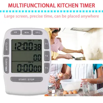 Karstā 1 Gab Triple Taimeris, Pulkstenis, virtuve, ēdienu Gatavošanas 3-Līnijas Signālu LCD Ciparu Skaits Nosaka karstā pārdošanas KT001 multi-funkciju