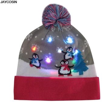 Karstā LED Gaismas Ziemassvētku Cepures Beanie Džemperis Ziemassvētku Santa Hat iedegties Adīta Cepure Par Kazlēnu Pieaugušo Ziemassvētku Puse 9109