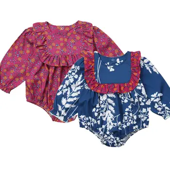Karstā Modes Jaundzimušais Meitene Ziedu Kokvilnas Princese Bodysuit Jumpsuit Playsuit Drēbes, Apģērbs, Drēbes Ar Garām Piedurknēm Apģērbs